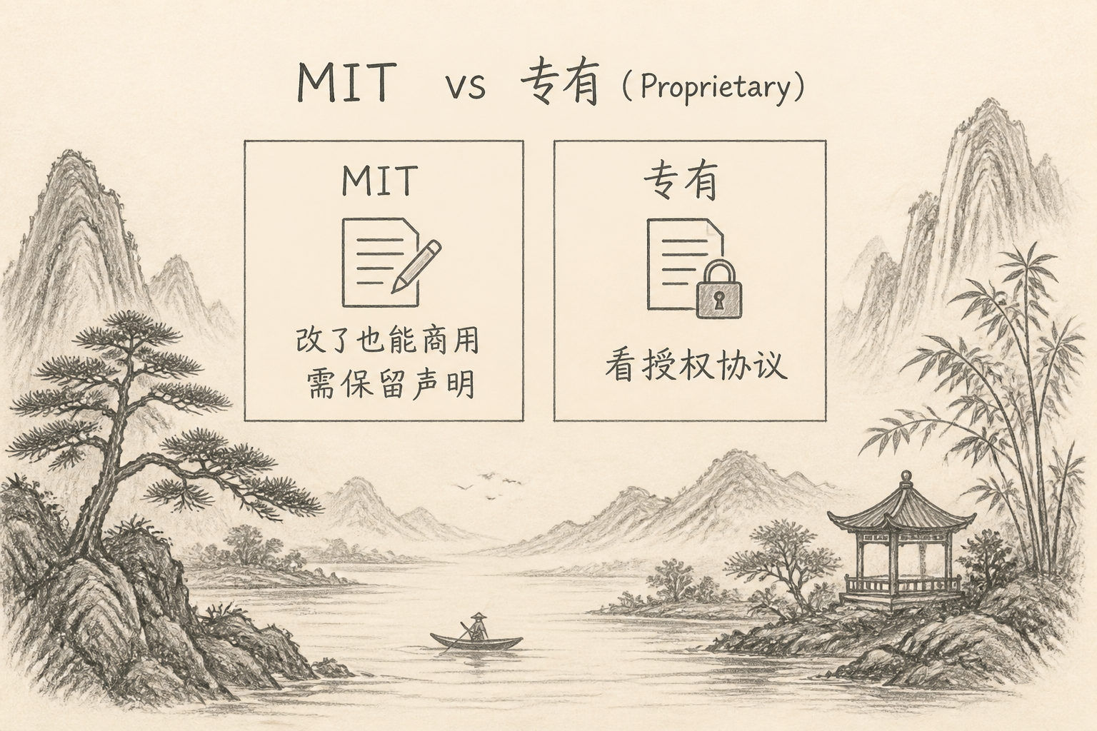 MIT 与专有授权的直觉对比