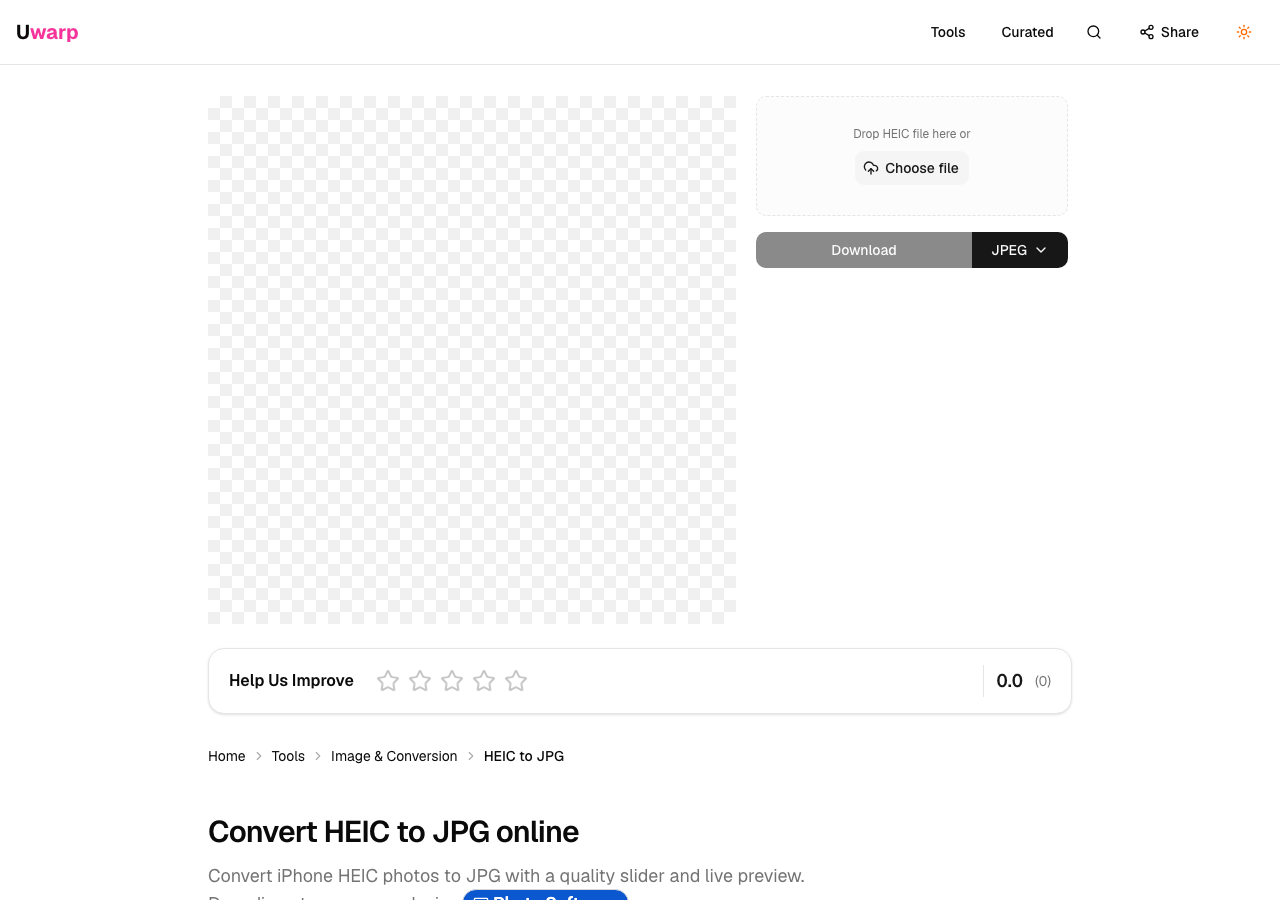HEIC 转 JPG 上传界面