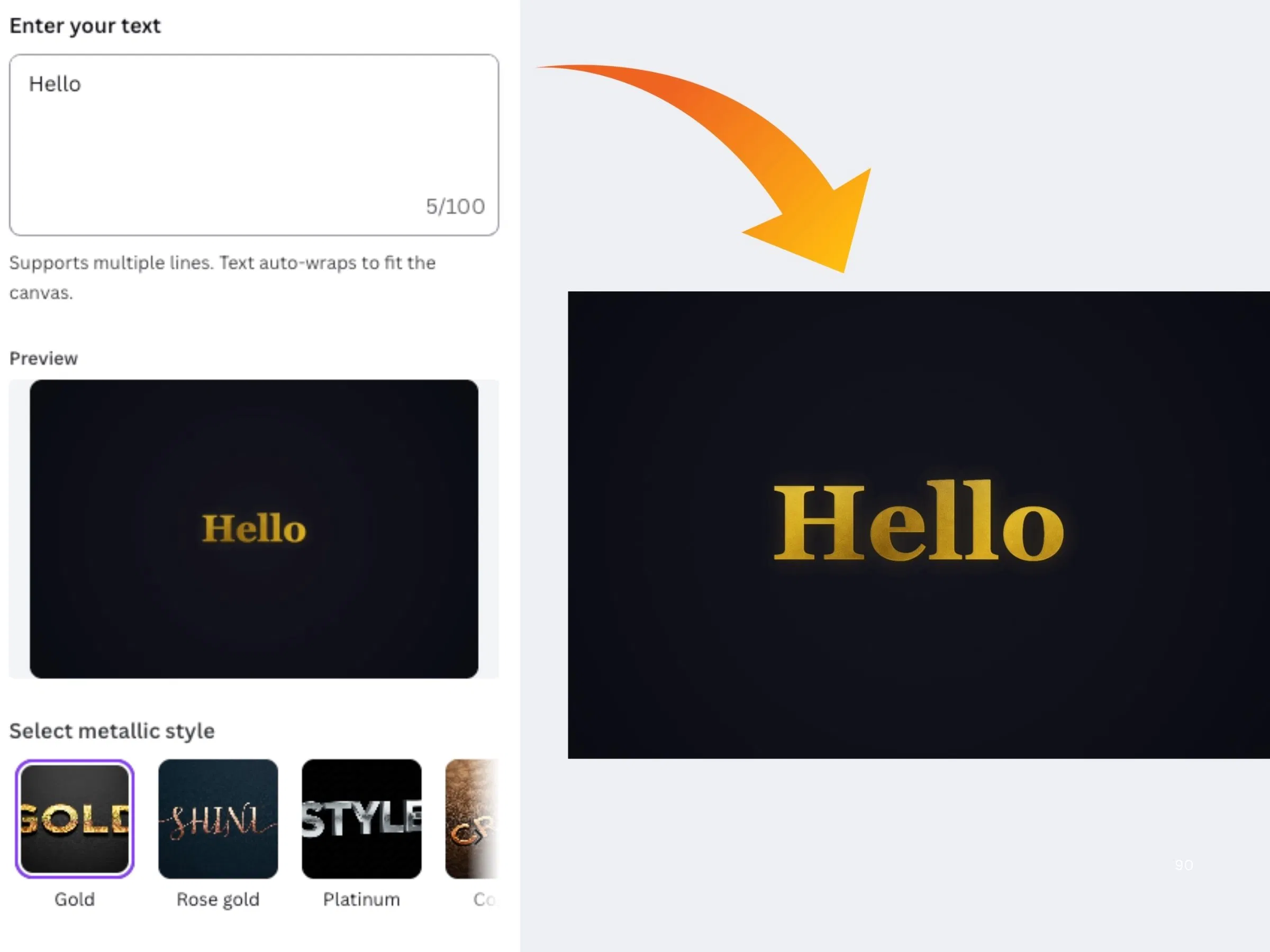 Gold Foil Text screenshot 2
