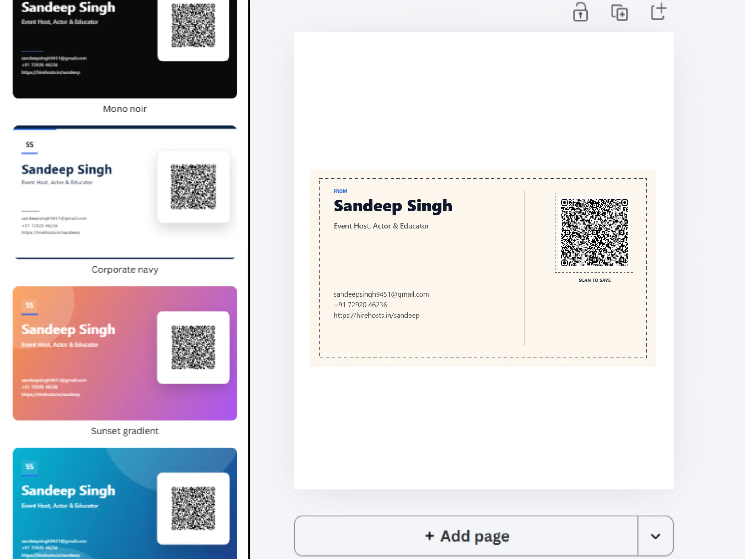 vCard QR Generator screenshot 2