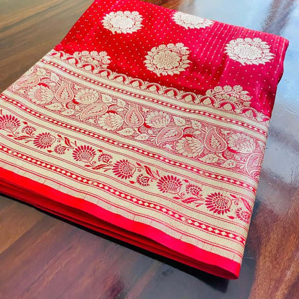 Red Katan Silk Banarasi