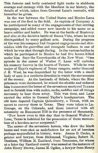 General Walter P. Lane story from the book Indian Depredations in Texas by J. W. Wilbarger