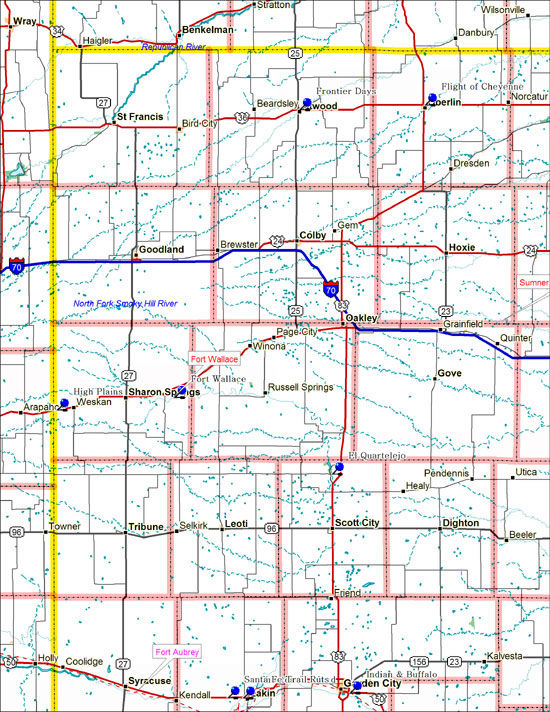 Map of Northwest Kansas Historical Markers