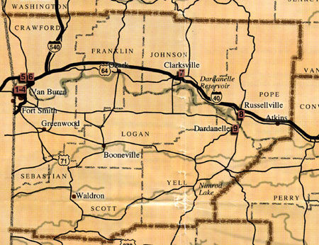 West Central Arkansas Map