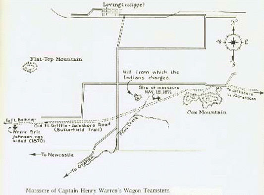 Hand Drawing of the Massacre of Captain Henry Warren's Wagon Teamsters