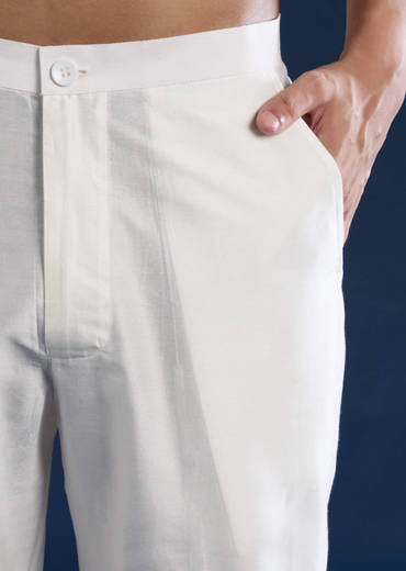 Baby Pink Kashmiri Work Banarsi Silk Mens Kurta and Pant Set