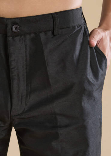 Black Jacquard Textured Mens Kurta and Pant Set