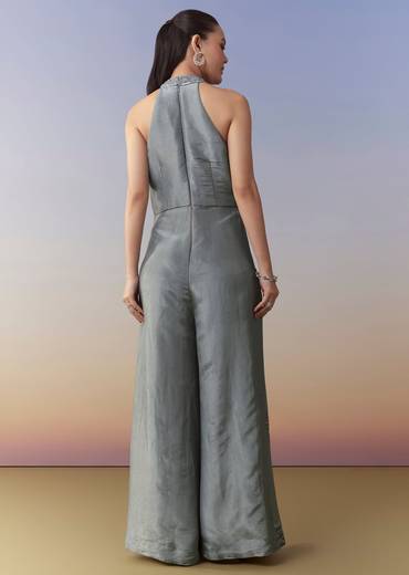 Grey Cutdana Embellished Jumpsuit