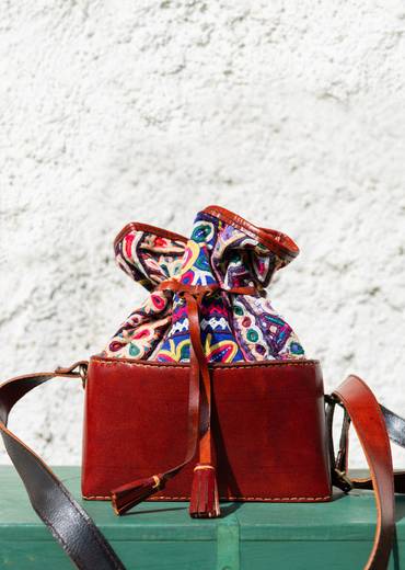 Handcrafted With Hand-Embroidered Leather Bag