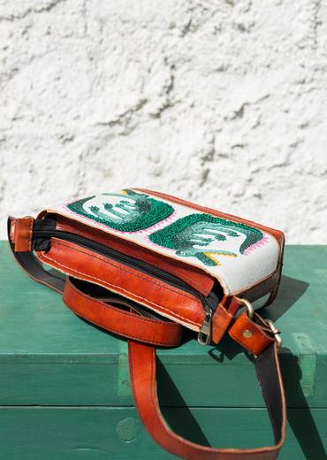Handcrafted And Hand-Embroidered Leather Bag