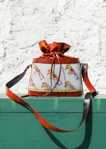 Handcrafted  hand embroidered leather bags
