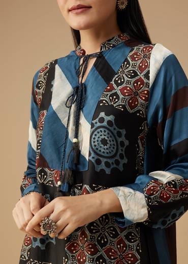 Indigo Ajrakh Tunic and Pant Set