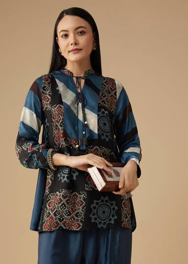 Indigo Ajrakh Tunic and Pant Set