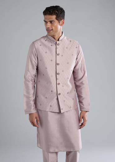 Lilac Kurta Jacket Set With Cut Dana Detailing