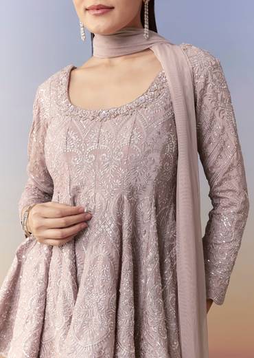 Mauve Peplum Kurta Palazzo Set