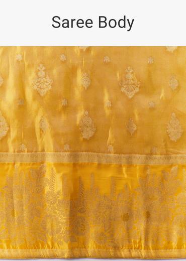 Mustard Yellow Dola Silk Saree with Blouse Fabric