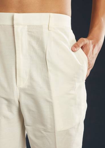 Mustard Yellow Silk Mens Kurta Set with Resham Work