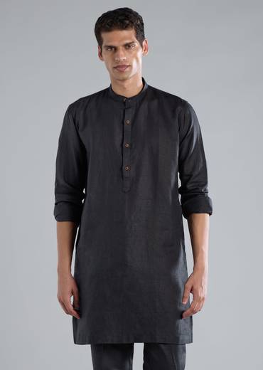 Navy Blue Kurta Jacket Set With Zardosi Hand Work