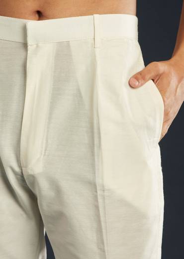 Ornage Silk Kurta Set with Floral Prints