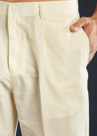 Peach Printed Silk Kurta Set