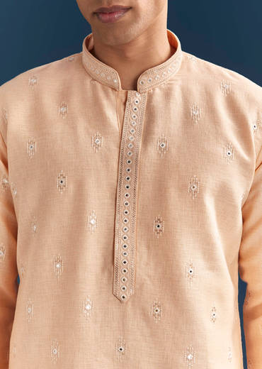 peach-silk-textured-kurta-set-for-men-with-thread-and-mirror-work-sg329966-1.jpg