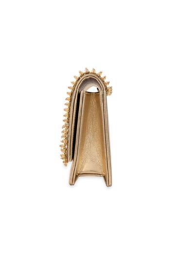 Peach Zari and Kundan Embellished Flap Bag