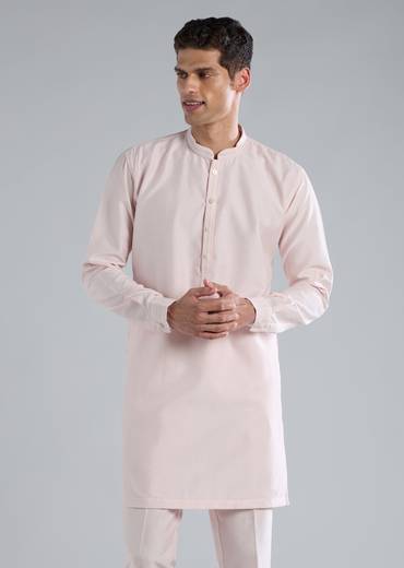 Pink Kurta Jacket Set With Dori Work Detailing