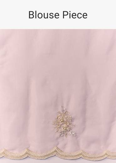 Pink Organza Embroidered Saree with Blouse Fabric