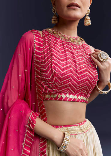 pink-satin-bridesmaid-lehenga-with-hand-dyed-chevron-print-choli-sg345077-1.jpg