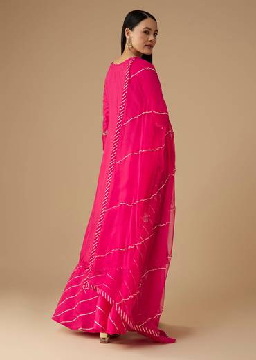 Pink Silk Embroidered Kurta And Palazzo Set
