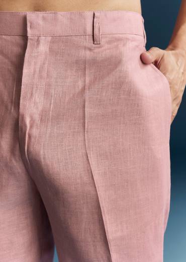 Pink Silk Kurta Jacket Set With Minimal Thread Detail Work