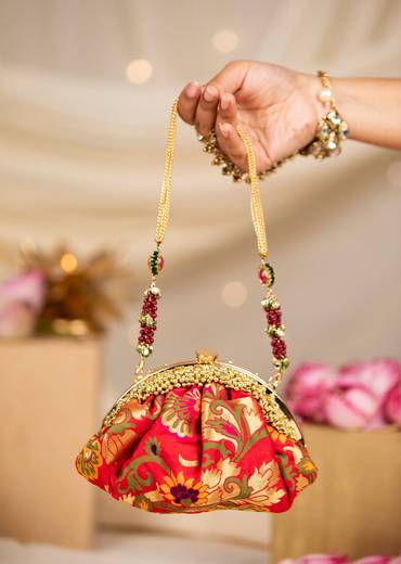 Red and Gold Floral Motif Bag