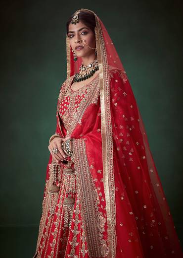 Red Gurudwara Bridal Suit Lehenga Set