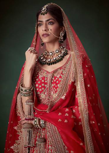 Red Gurudwara Bridal Suit Lehenga Set