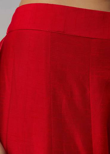 Red Silk Anarkali Suits with Cut Dana Sequins Work