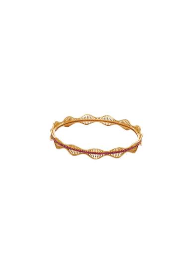 Ruby Accent Twisted Bangle Set