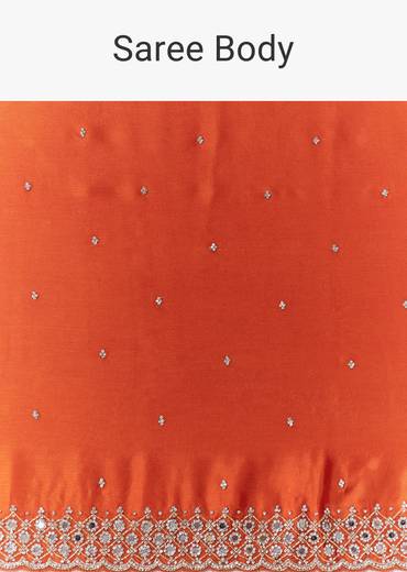 Rust Orange Embroidered Border Saree with Blouse Fabric