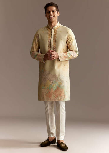 Beige Mirror Kurta Set