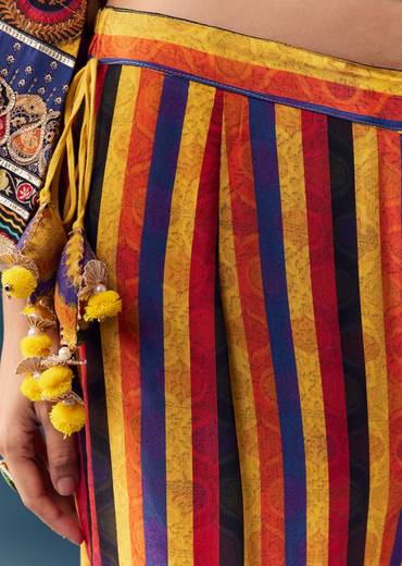 Yellow Gota Lace Work Sharara Set with Handbag