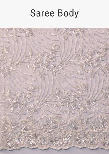 Pink Net Floral Jaal Cutdana Work Saree with Unstitched Blouse