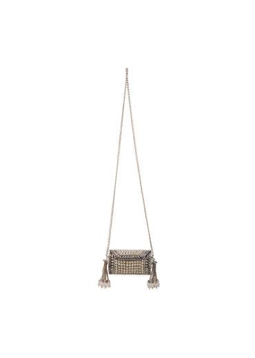 Silver Pearl Embellished Tassel Bag
