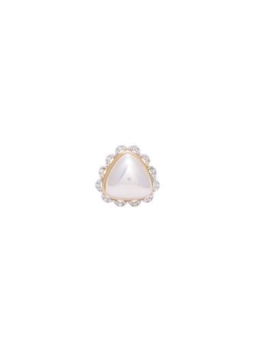 Triangular White Stone Gold Finish Statement Ring