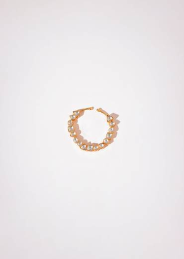 White and Gold Kundan Geometric Nath