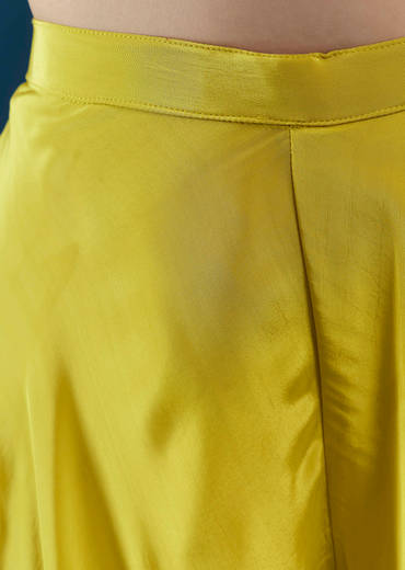 Yellow Crop Top Palazzo Set with Moti Work