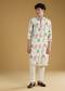 Off White Silk Linen Printed Kurta Set With Threadwork