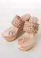 Beige Platform Toe Ring Wedges With Sequin Detailed Broad Strap
