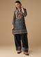 Black Crepe Indie Printed Kurta and Pant Set