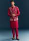 Pink Silk Kurta Jacket Set With Thread Detail Work