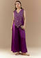 Purple Bandhani with Sequins Work Silk Jumpsuit