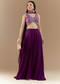 Purple Crop Top Pant Set with Bandhani Work